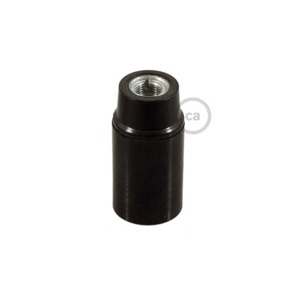 Smooth Sided - phenolic bakelite E12 light bulb socket - Black