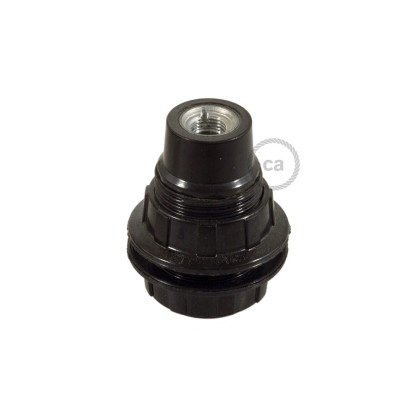 Double Ferrule - phenolic bakelite E12 light bulb socket - Black