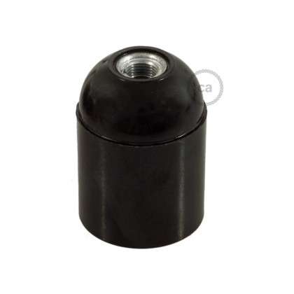 Smooth Sided Bakelite Phenolic light bulb socket - E26 - Black