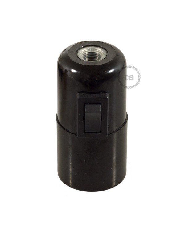 Smooth Sided Bakelite Phenolic socket - ON/OFF SWITCH - E26