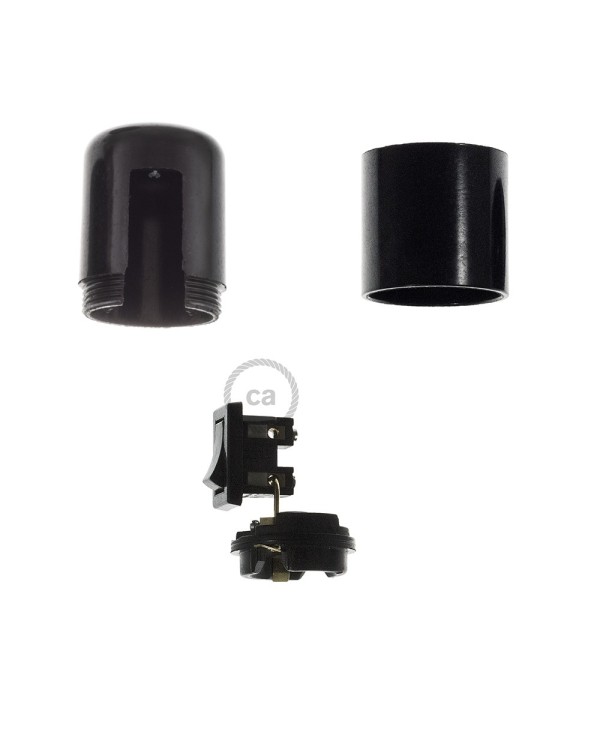 Smooth Sided Bakelite Phenolic socket - ON/OFF SWITCH - E26