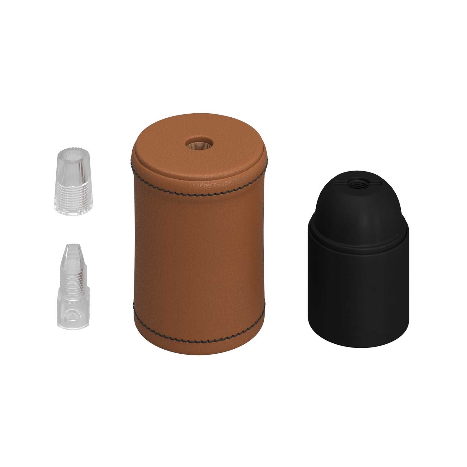 Leather covered wooden UL E26 socket kit