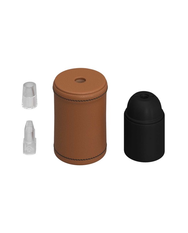 Leather covered wooden UL E26 socket kit