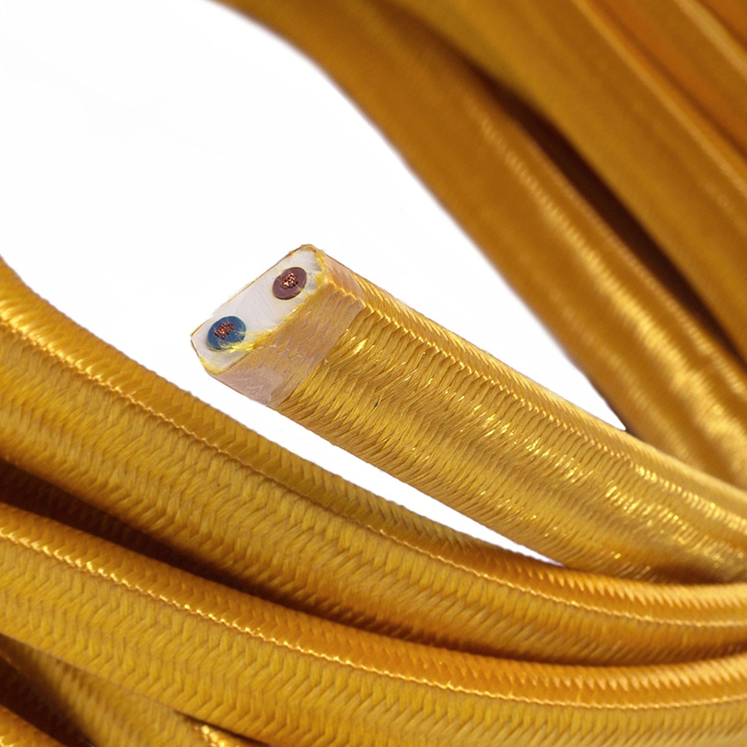 Electric Cable Color Cord for Custom String Lights, covered by Rayon fabric Gold (CM05)