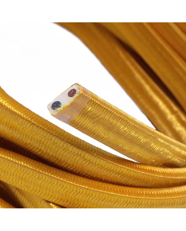 Electric Cable Color Cord for Custom String Lights, covered by Rayon fabric Gold (CM05)