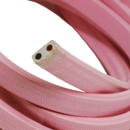 Electric Cable Color Cord for Custom String Lights, covered by Rayon fabric Baby Pink (CM16)