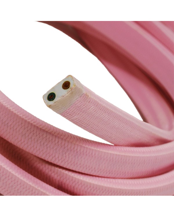 Electric Cable Color Cord for Custom String Lights, covered by Rayon fabric Baby Pink (CM16)