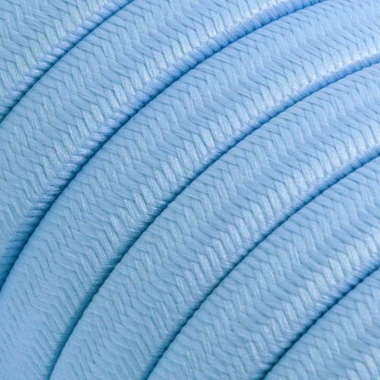 Electric Cable Color Cord for Custom String Lights, covered by Rayon fabric Baby Azure (CM17)