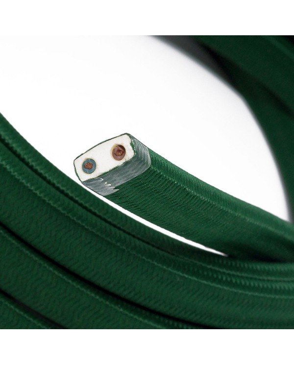 Electric Cable Color Cord for Custom String Lights, covered by Rayon fabric Dark Green (CM21)