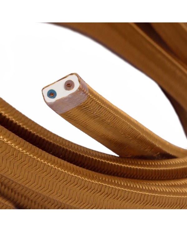 Electric Cable Color Cord for Custom String Lights, covered by Rayon fabric Whiskey (CM22)