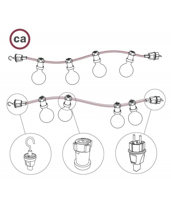 Electric Cable Color Cord for Custom String Lights, covered by Rayon fabric Cipria (CM27)