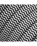 Electric Cable Color Cord for Custom String Lights, covered by Rayon fabric ZigZag Black & White (CZ04)