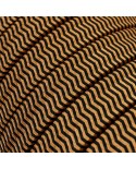 Electric Cable Color Cord for Custom String Lights, covered by Rayon fabric ZigZag Black-Whiskey (CZ22)