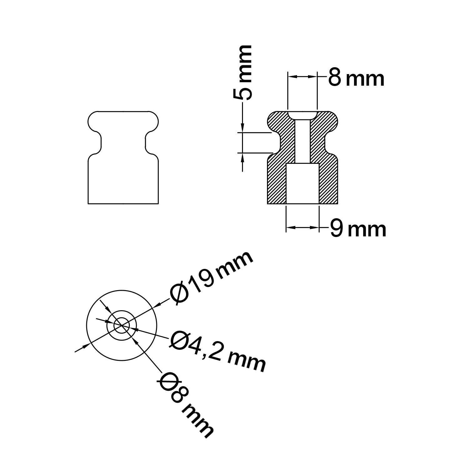 Porcelain insulator for wall system - 2 pieces