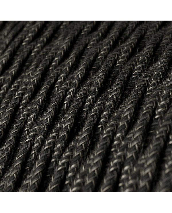 Charcoal Linen covered Twisted electric cable 2x18 AWG - TN03