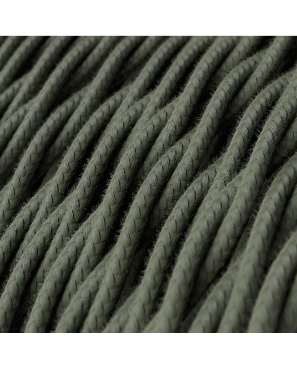 Gray Green Cotton covered Twisted electric cable 2x18 AWG - TC63