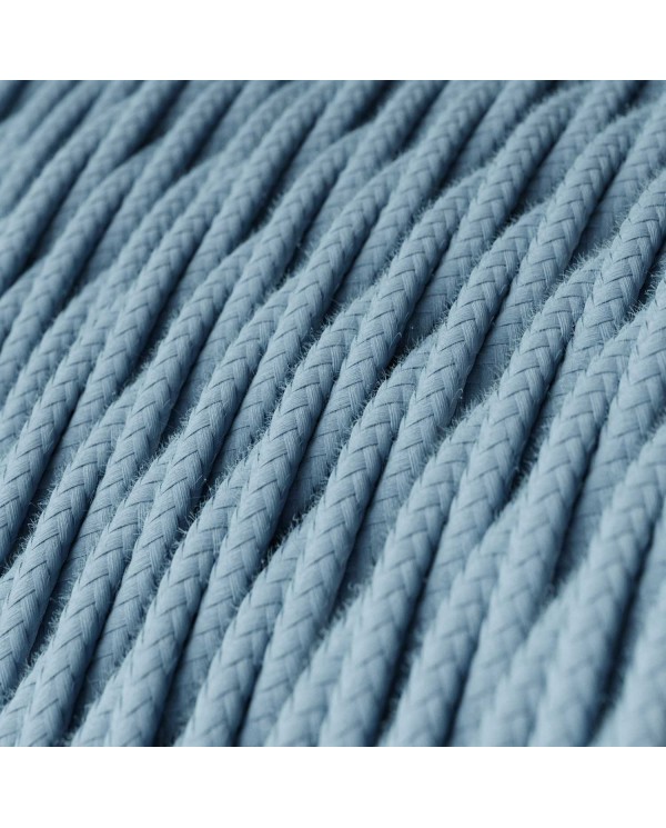 Baby Blue Cotton covered Twisted electric cable 2x18 AWG - TC53