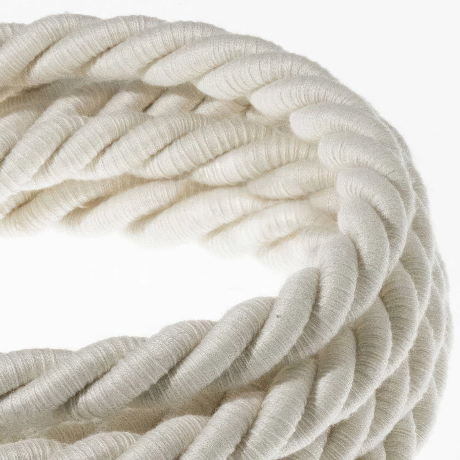 XL Rope electrical wire 18/3 AWG wire inside. Raw Cotton Fabric. 16mm.