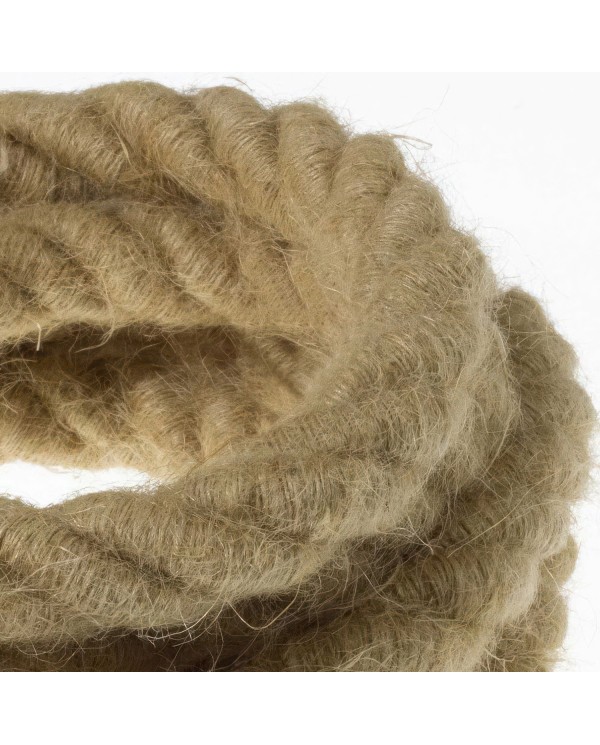 2XL Rope electrical wire 18/3 AWG wire inside. Rough Jute Fabric. 24mm.