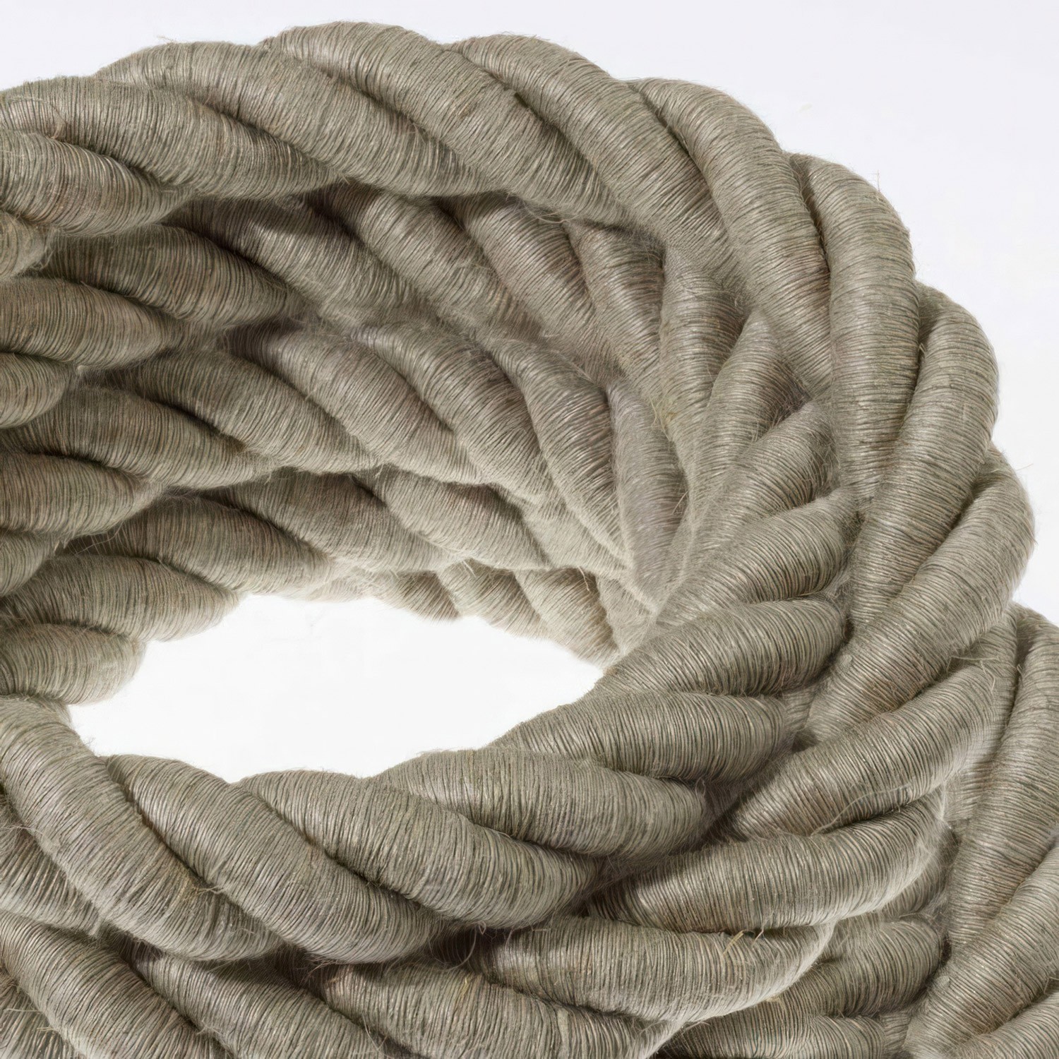 2XL Rope electrical wire 18/3 AWG wire inside. Natural Linen Fabric. 24mm.