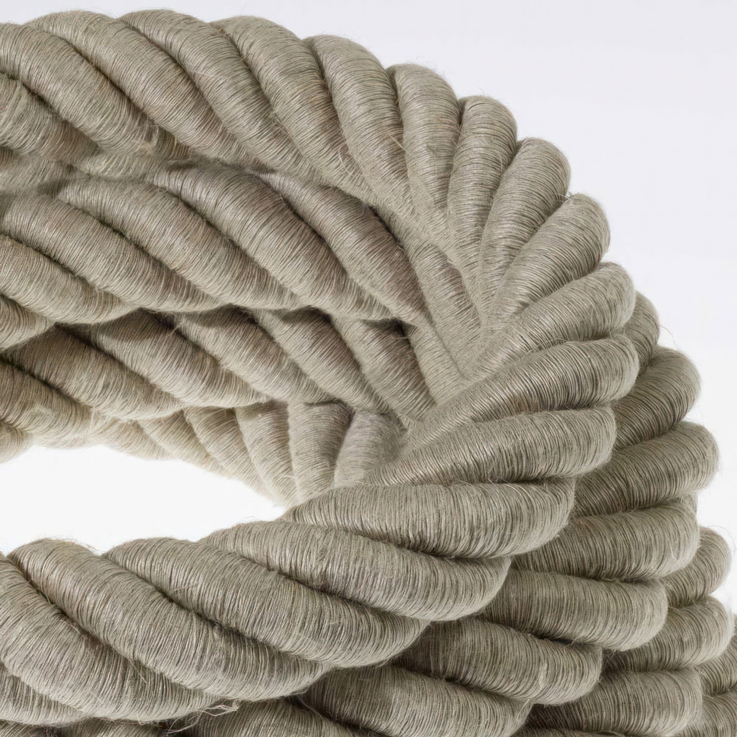 3XL Rope electrical wire 18/3 AWG wire inside. Natural Linen Fabric. 30mm.