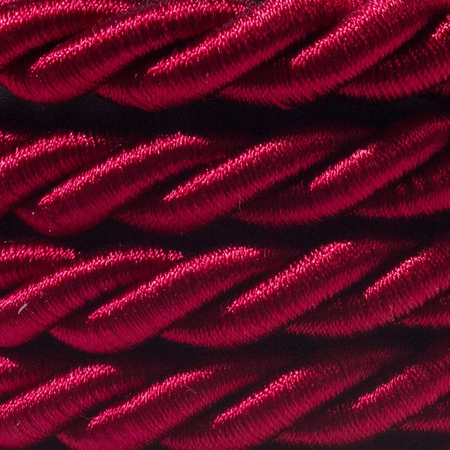 XL Rope electrical wire 18/3 AWG wire inside. Shiny Dark Bordeaux Fabric. 16mm.