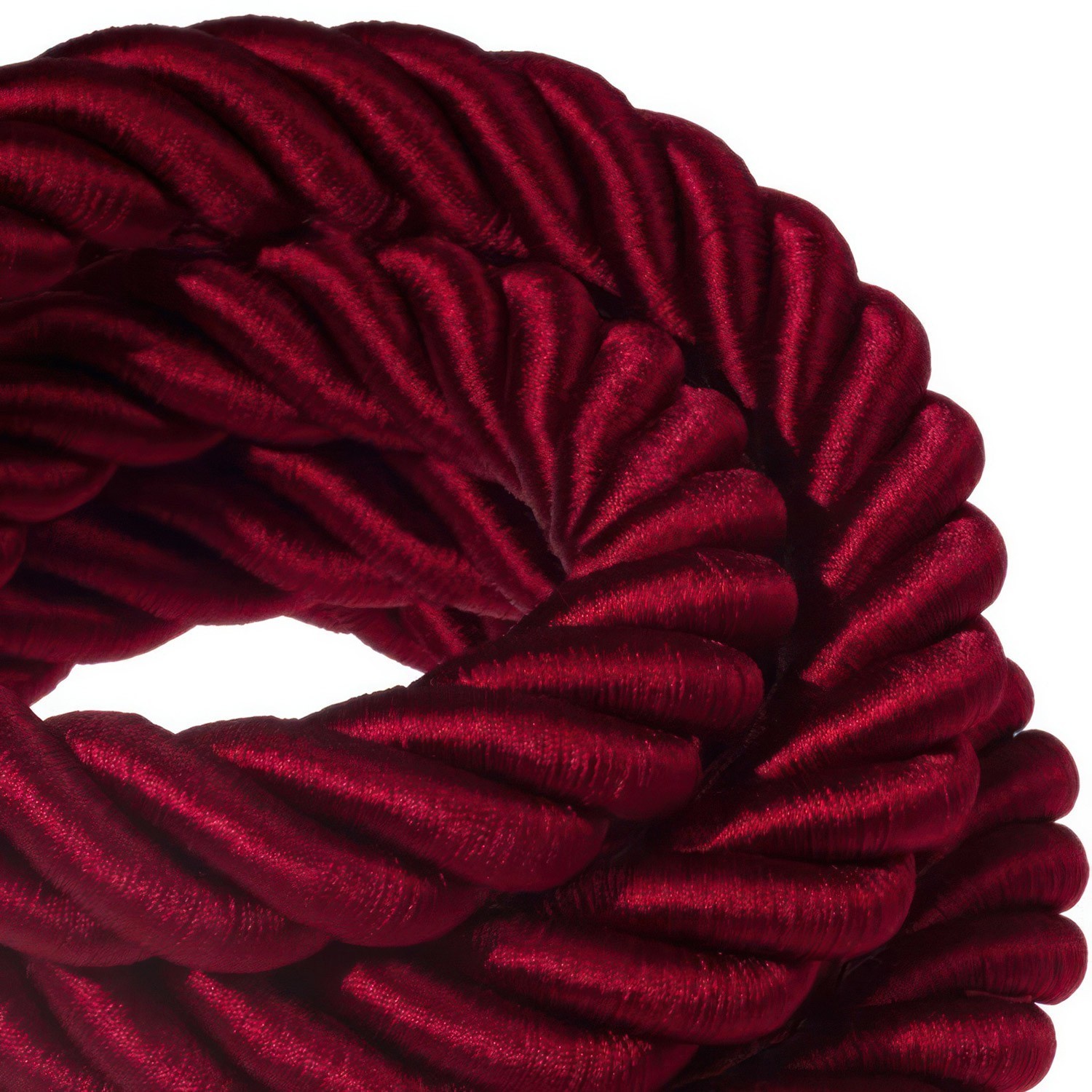 3XL Rope electrical wire 18/3 AWG wire inside. Shiny Dark Bordeaux Fabric. 30mm.