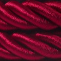 3XL Rope electrical wire 18/3 AWG wire inside. Shiny Dark Bordeaux Fabric. 30mm.