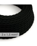 Extension Cord - Twisted Black Rayon TM04 - 15/3 AWG