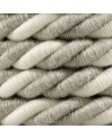 XL Rope electrical wire 18/3 AWG wire inside. Natural Linen and Raw Cotton Fabric. 16mm.