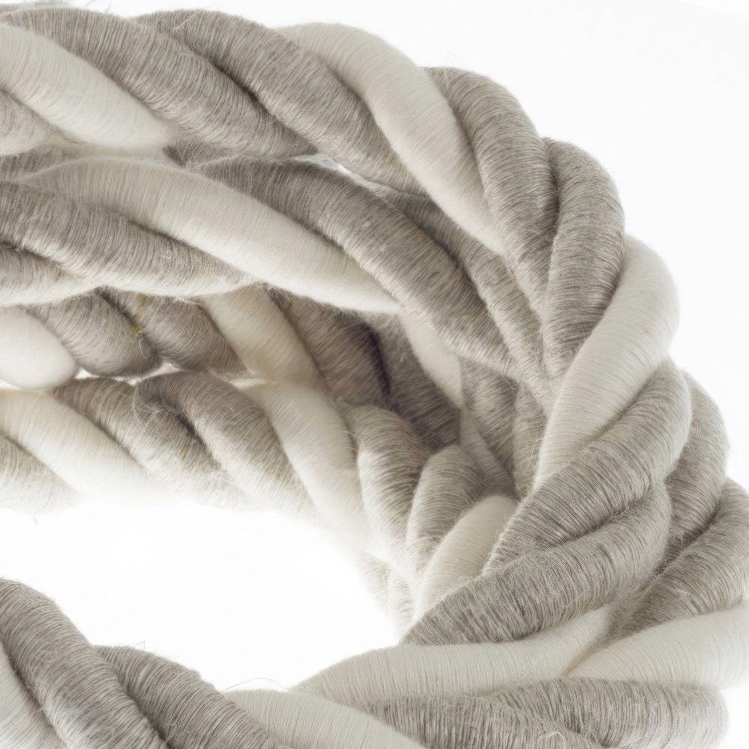 2XL Rope electrical wire 18/3 AWG wire inside. Natural Linen and Raw Cotton Fabric. 24mm.