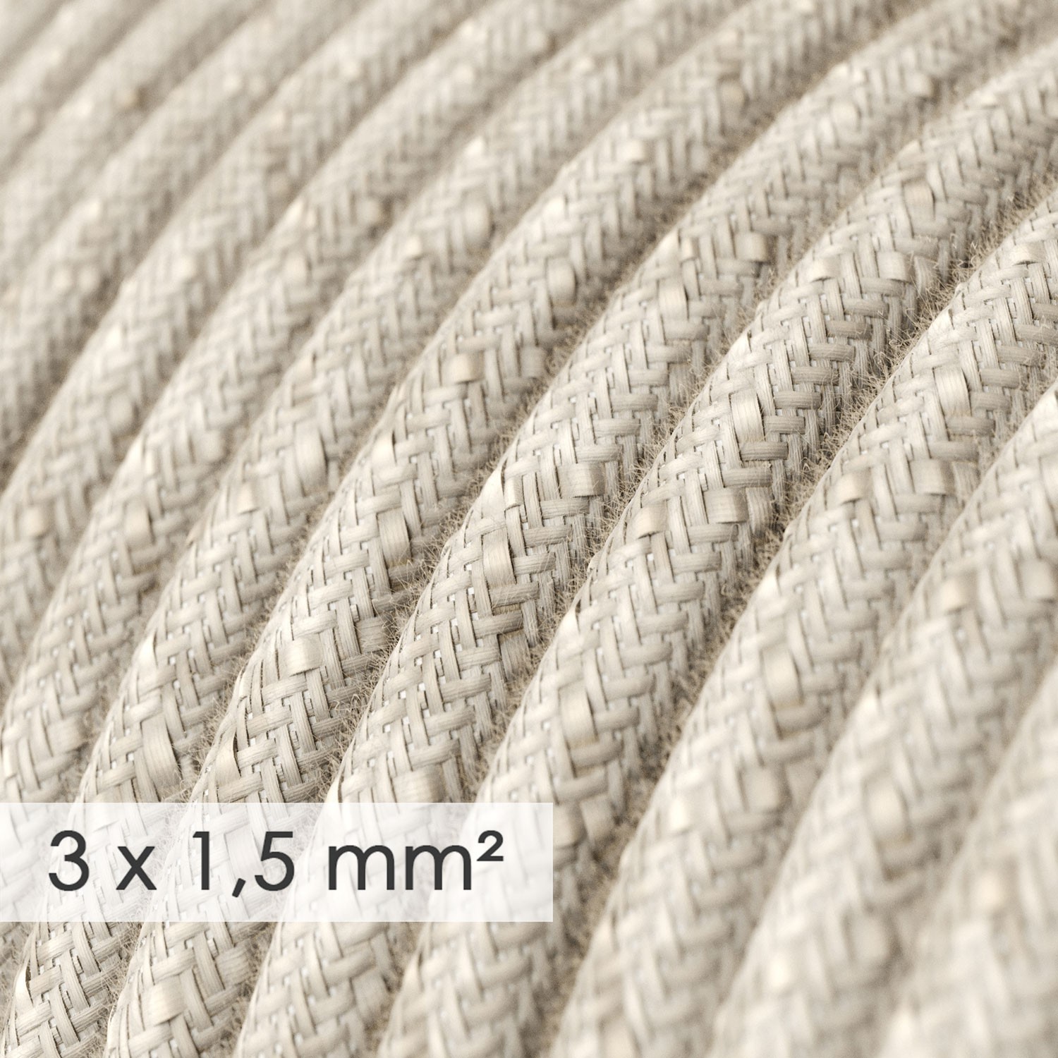 Extension Cord - Round Natural Linen RN01 - 15/3 AWG