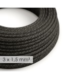 Extension Cord - Round Charcoal Linen RN03 - 15/3 AWG