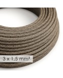 Extension Cord - Round Brown Linen RN04 - 15/3 AWG