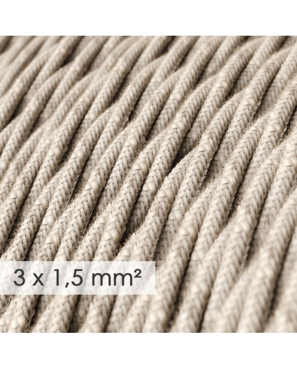 Extension Cord - Twisted Natural Linen TN01 - 15/3 AWG