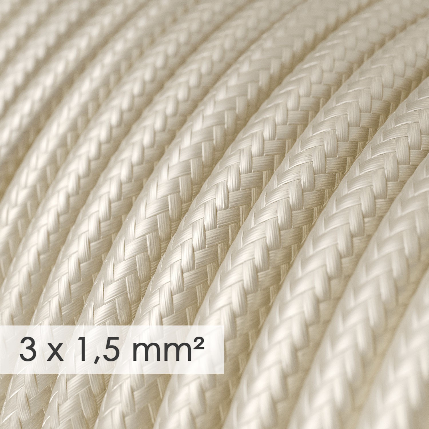 Extension Cord - Round Ivory Rayon RM00 - 15/3 AWG