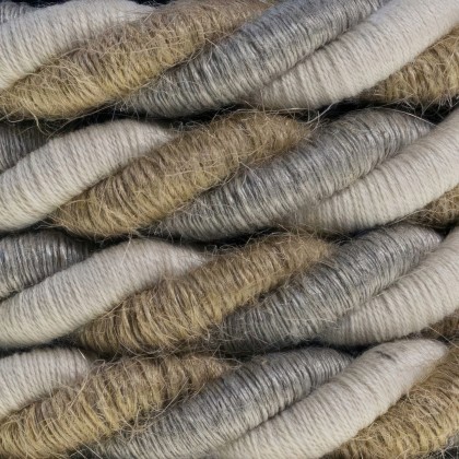 XL Rope electrical wire 18/3 AWG wire inside. Natural linen, cotton fabric and jute covering Country. 16mm.