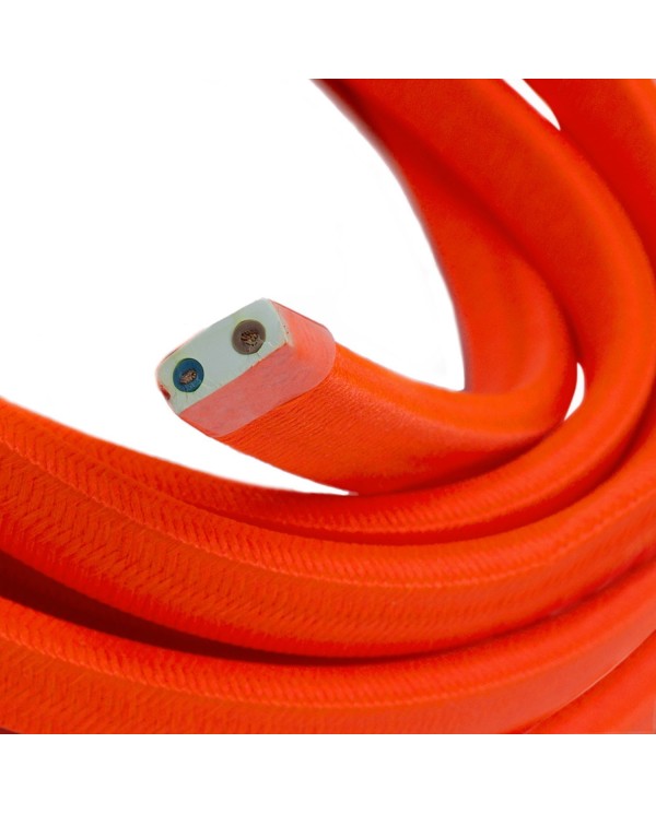 Electric Cable Color Cord for Custom String Lights, covered by Rayon fabric Orange Fluo (CF15)