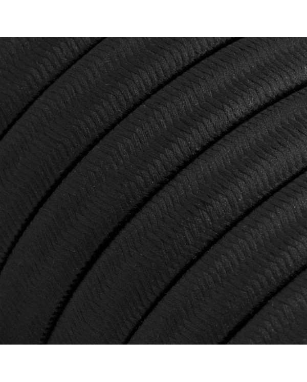 Electric Cable Color Cord for Custom String Lights, covered by Rayon fabric Black (CM04)