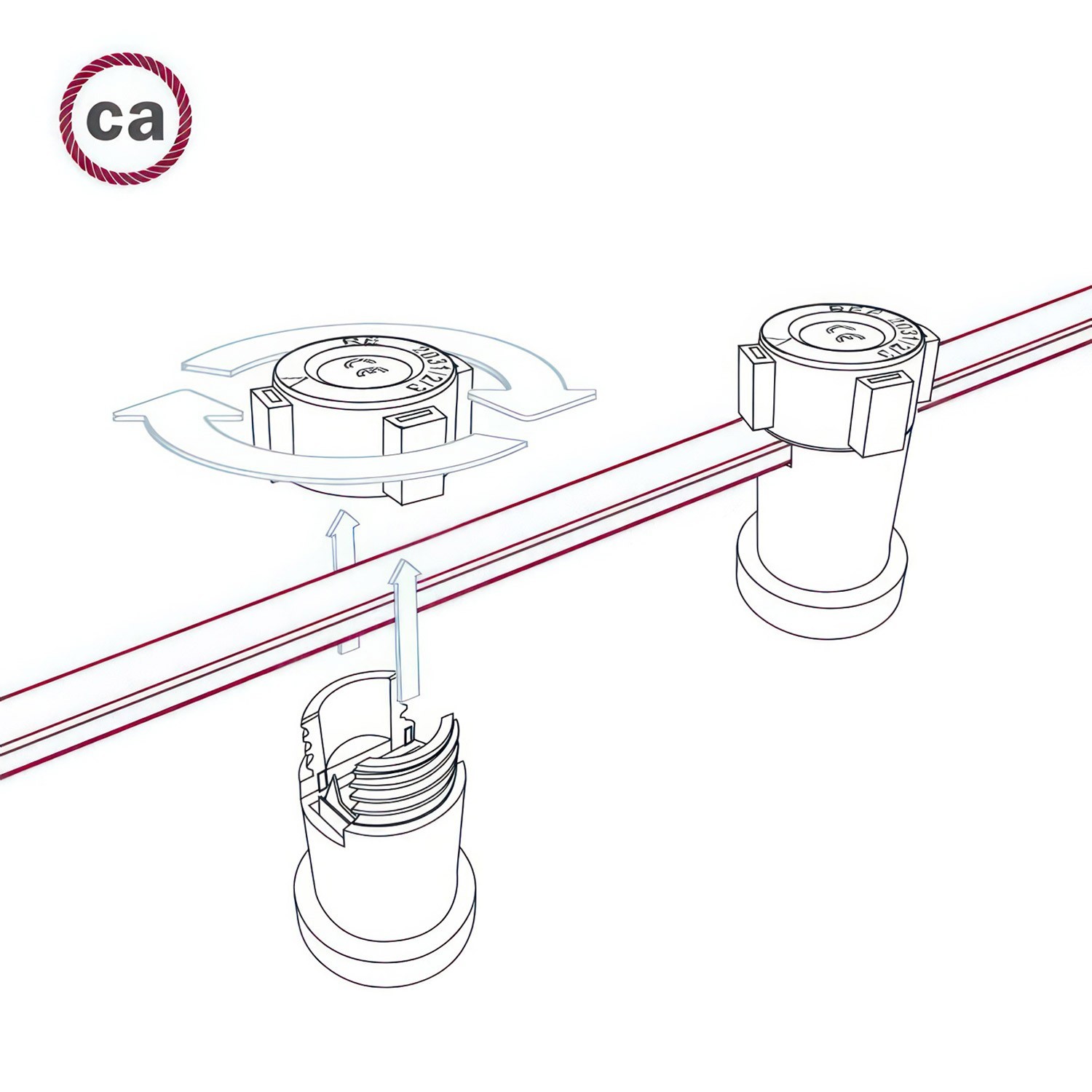 Electric Cable Color Cord for Custom String Lights, covered by Rayon fabric Red (CM09)