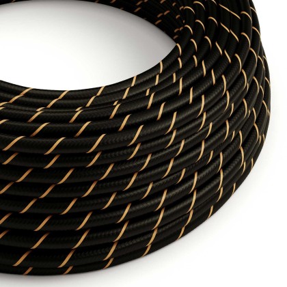 Round Electric Vertigo HD Cable covered by Black and Gold fabric ERM42