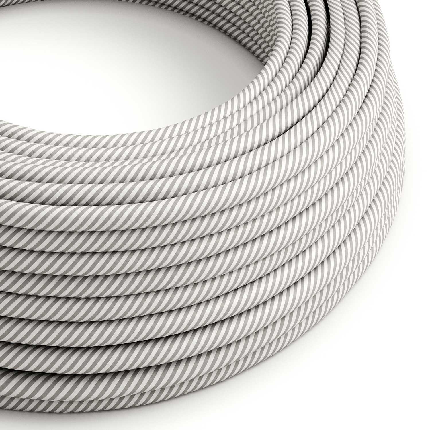 Round Electric Vertigo HD Cable covered by White and Aluminium fabric ERM46