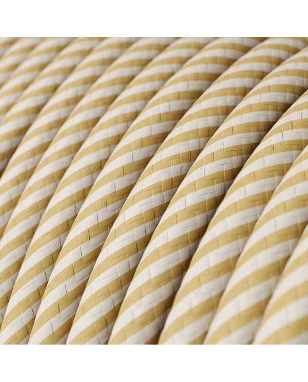 Round Electric Vertigo HD Cable covered by Cream and Nut Thin Stripes fabric ERM53