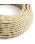 Round Electric Vertigo HD Cable covered by Cream and Nut Thin Stripes fabric ERM53