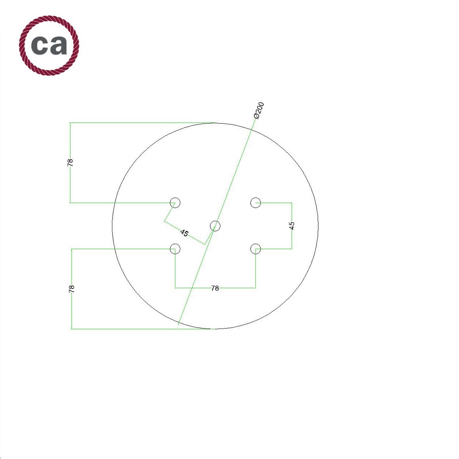 5 Holes - LARGE Round Ceiling Canopy Kit - Rose One System