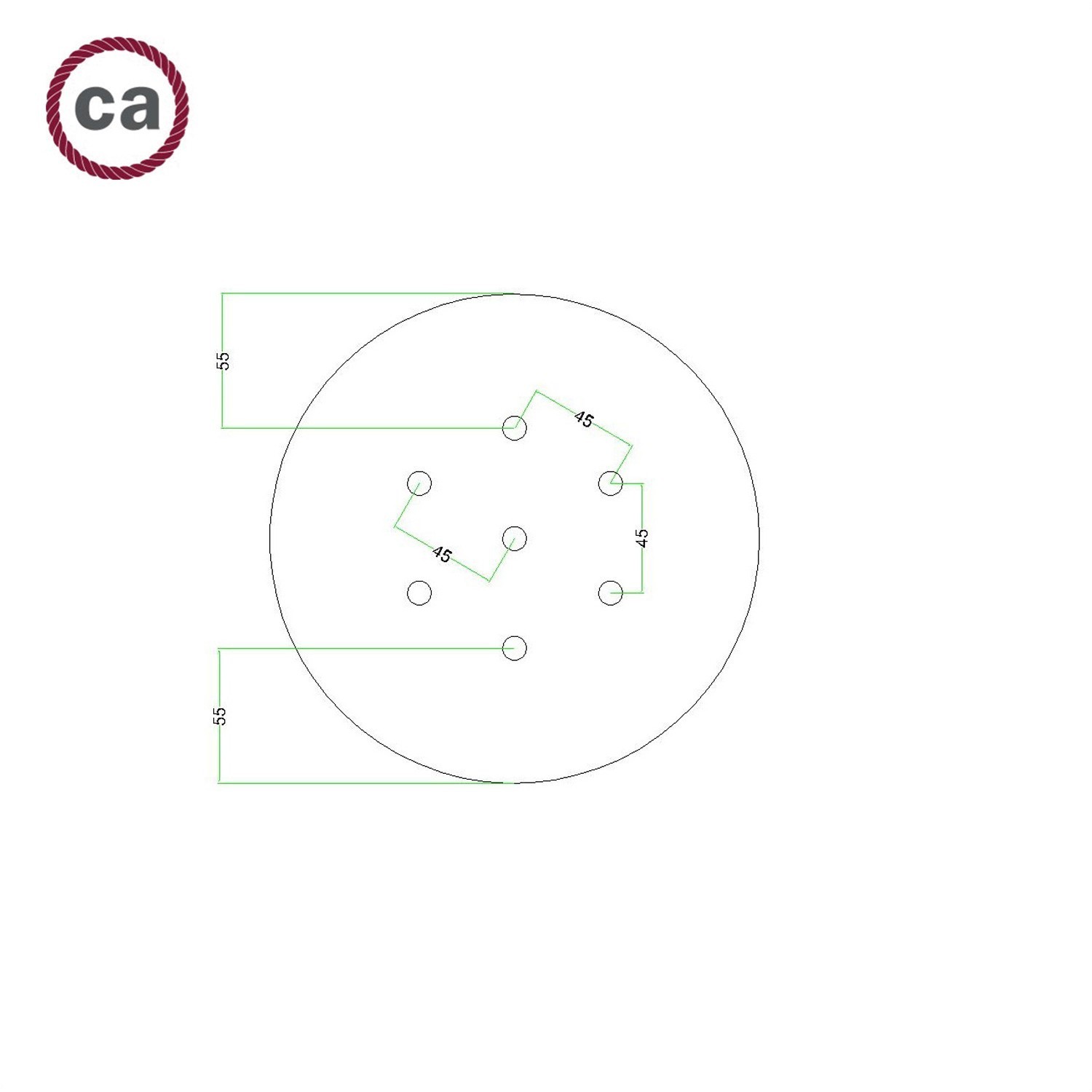 7 Holes - LARGE Round Ceiling Canopy Kit - Rose One System