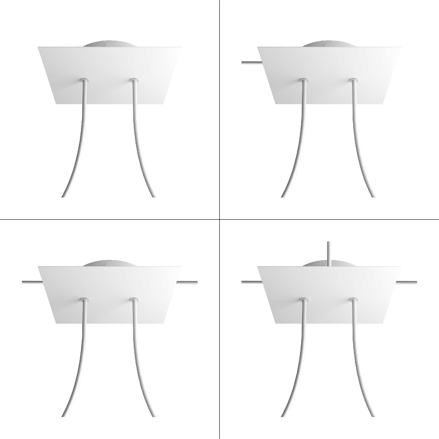 2 Holes - LARGE Square Ceiling Canopy Kit - Rose One System