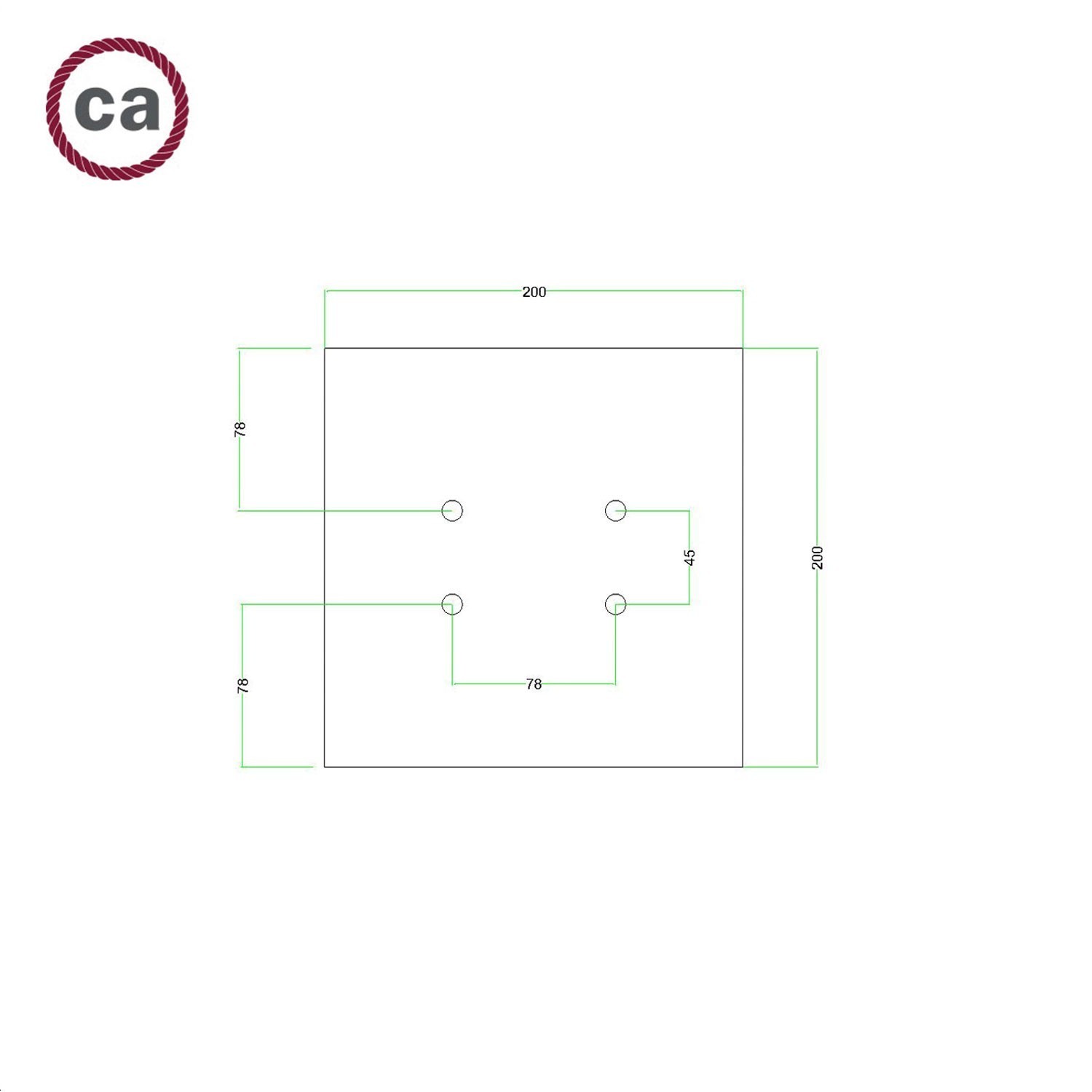 4 Holes - LARGE Square Ceiling Canopy Kit - Rose One System