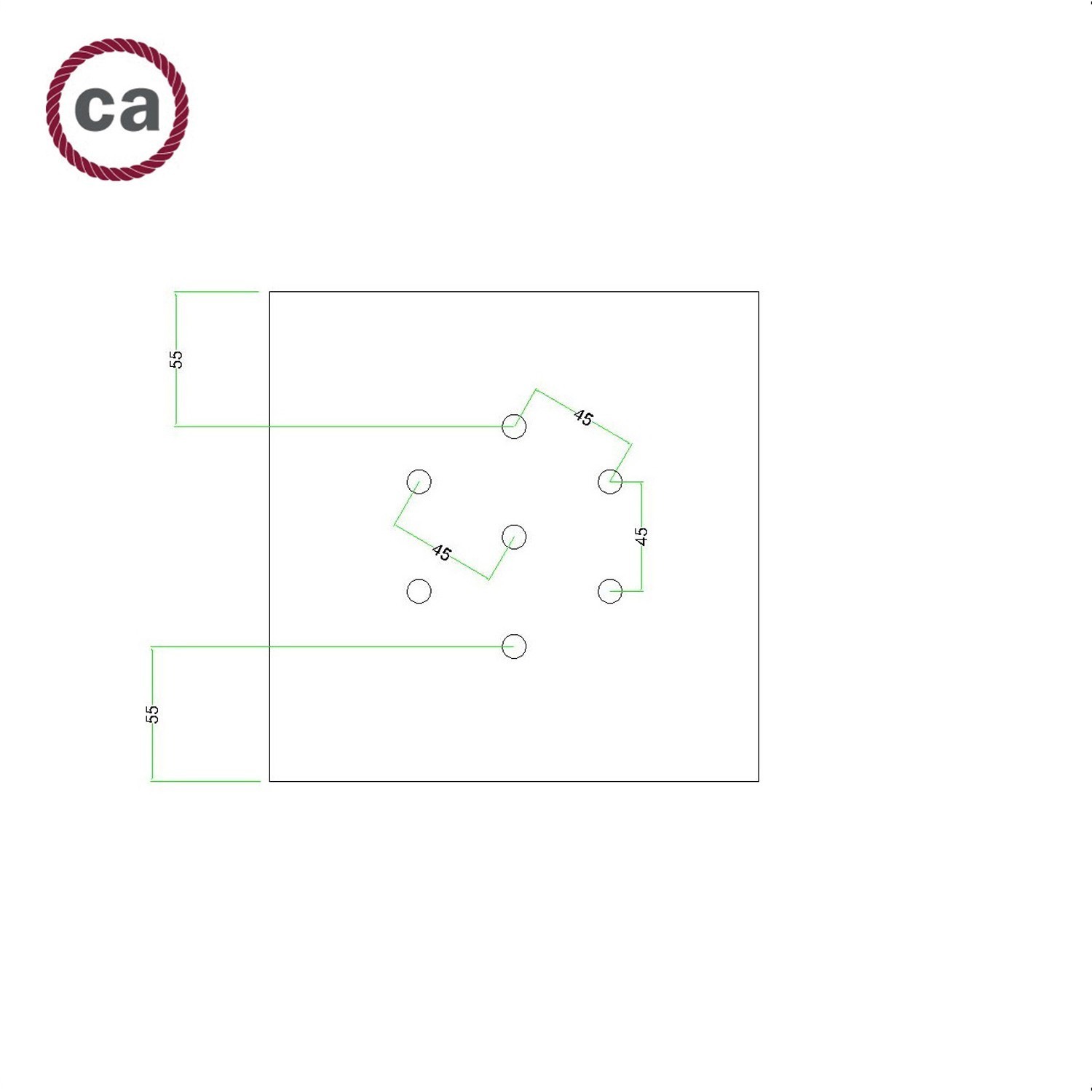 7 Holes - LARGE Square Ceiling Canopy Kit - Rose One System