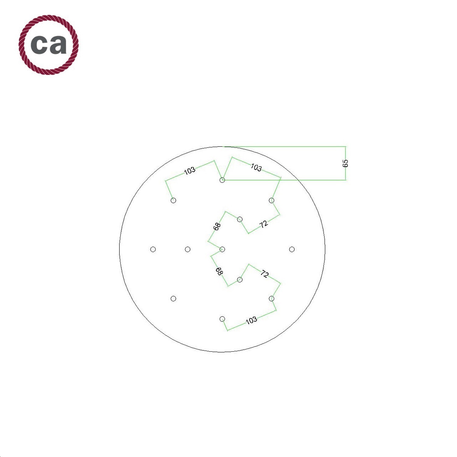 12 Holes - EXTRA LARGE Round Ceiling Canopy Kit - Rose One System